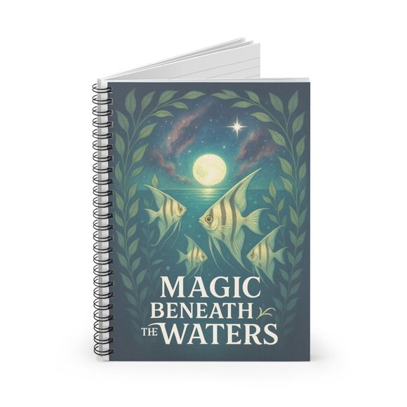 Paws N Purrs Pets Other - Magic Beneath the Waters – White Angel Fish 6x8" Spiral Notebook Lined 118 Pages
